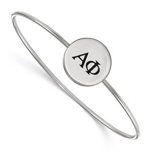 Sterling Silver Alpha Phi Enamel Greek Letters Bangle - 7 in.